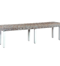 Sitzbank 160 cm Weiß Natur Kubu-Rattan und Massivholz Mango
