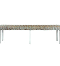 Sitzbank 160 cm Weiß Natur Kubu-Rattan und Massivholz Mango