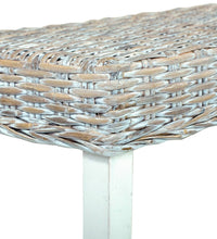 Sitzbank 160 cm Weiß Natur Kubu-Rattan und Massivholz Mango