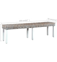 Sitzbank 160 cm Weiß Natur Kubu-Rattan und Massivholz Mango