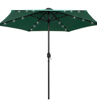 Sonnenschirm mit LED-Beleuchtung und Alu-Mast 270 cm Grün