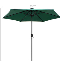 Sonnenschirm mit LED-Beleuchtung und Alu-Mast 270 cm Grün