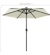 Sonnenschirm mit LED-Beleuchtung und Alu-Mast 270 cm Sandweiß