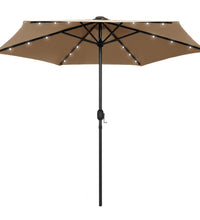 Sonnenschirm mit LED-Beleuchtung und Alu-Mast 270 cm Taupe