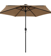 Sonnenschirm mit LED-Beleuchtung und Alu-Mast 270 cm Taupe