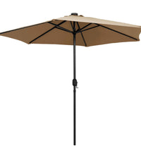 Sonnenschirm mit LED-Beleuchtung und Alu-Mast 270 cm Taupe