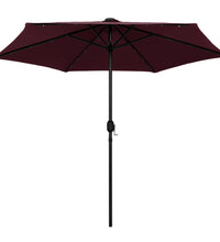 Sonnenschirm mit LED-Beleuchtung und Alu-Mast 270 cm Bordeaux