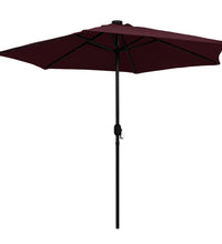 Sonnenschirm mit LED-Beleuchtung und Alu-Mast 270 cm Bordeaux
