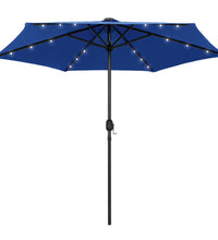 Sonnenschirm mit LED-Beleuchtung und Alu-Mast 270 cm Azurblau