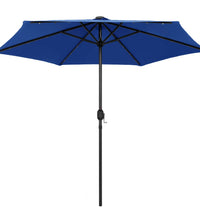 Sonnenschirm mit LED-Beleuchtung und Alu-Mast 270 cm Azurblau