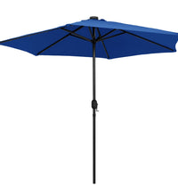 Sonnenschirm mit LED-Beleuchtung und Alu-Mast 270 cm Azurblau