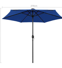 Sonnenschirm mit LED-Beleuchtung und Alu-Mast 270 cm Azurblau
