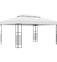 Gartenpavillon Pulverbeschichteter Stahl 4x3x2,7 m Weiß