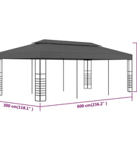 Gartenpavillon 3x6 m Anthrazit