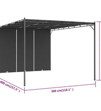 Gartenpavillon mit Seitenvorhang 4x3x2,25 m Anthrazit
