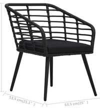 Gartenstühle 2 Stk. mit Auflagen Poly Rattan Schwarz