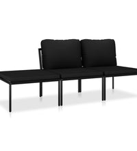 3-tlg. Garten-Lounge-Set mit Auflagen Schwarz PVC
