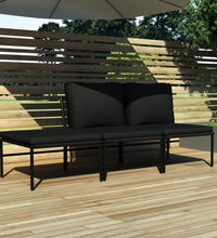 3-tlg. Garten-Lounge-Set mit Auflagen Schwarz PVC