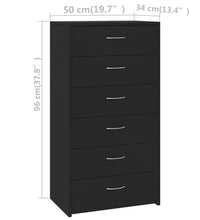 Sideboard mit 6 Schubladen Schwarz 50x34x96 cm Holzwerkstoff