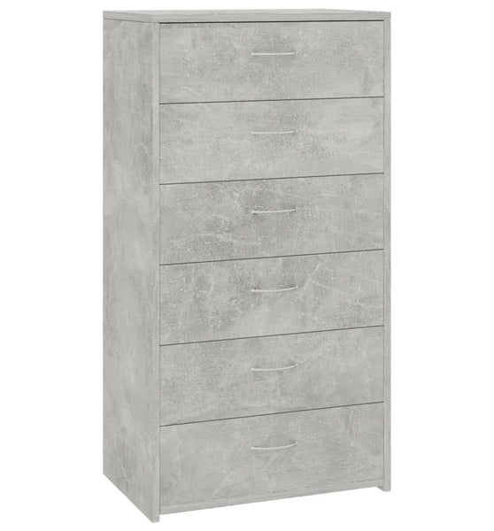 Sideboard mit 6 Schubladen Betongrau 50x34x96 cm Holzwerkstoff
