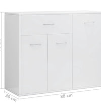 Sideboard Hochglanz-Weiß 88x30x70 cm Holzwerkstoff