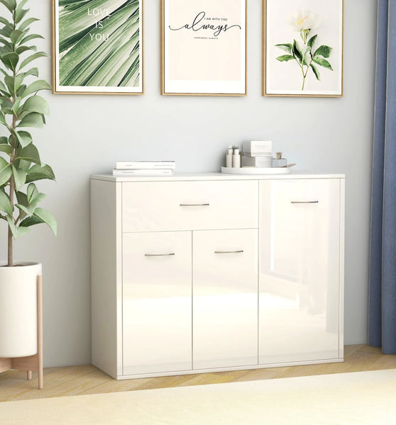 Sideboard Hochglanz-Weiß 88x30x70 cm Holzwerkstoff