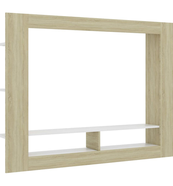 TV-Schrank Weiß und Sonoma-Eiche 152x22x113 cm Holzwerkstoff