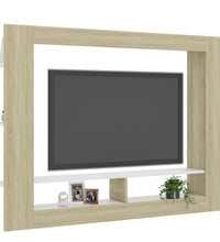 TV-Schrank Weiß und Sonoma-Eiche 152x22x113 cm Holzwerkstoff