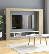 TV-Schrank Weiß und Sonoma-Eiche 152x22x113 cm Holzwerkstoff