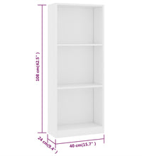 Bücherregal 3 Fächer Weiß 40x24x109 cm Holzwerkstoff
