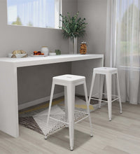 Barhocker Stapelbar 2 Stk. Weiß Metall