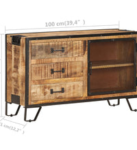 Sideboard 100×31×60 cm Raues Mango-Massivholz