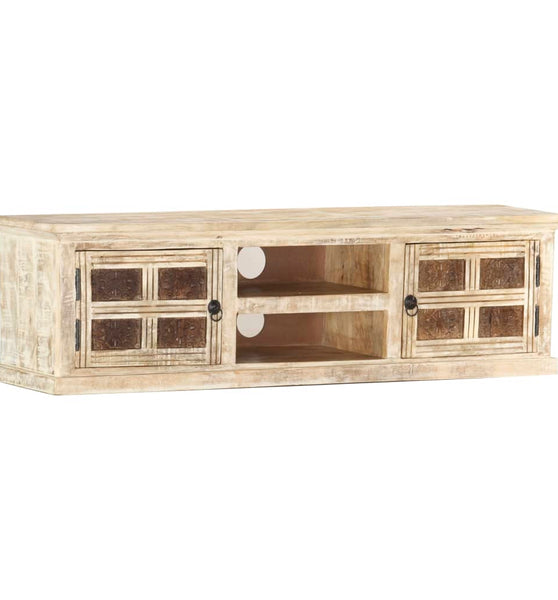 TV-Schrank Weiß 130×30×36 cm Massivholz Mango