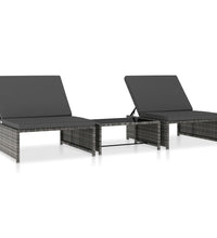 Outdoor-Lehnstühle 2 Stk. mit Tisch Grau Poly Rattan