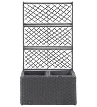 Hochbeet mit Rankgitter 2 Töpfe 58×30×107cm Poly Rattan Schwarz