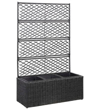 Hochbeet mit Rankgitter 3 Töpfe 83×30×130cm Poly Rattan Schwarz