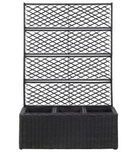 Hochbeet mit Rankgitter 3 Töpfe 83×30×130cm Poly Rattan Schwarz