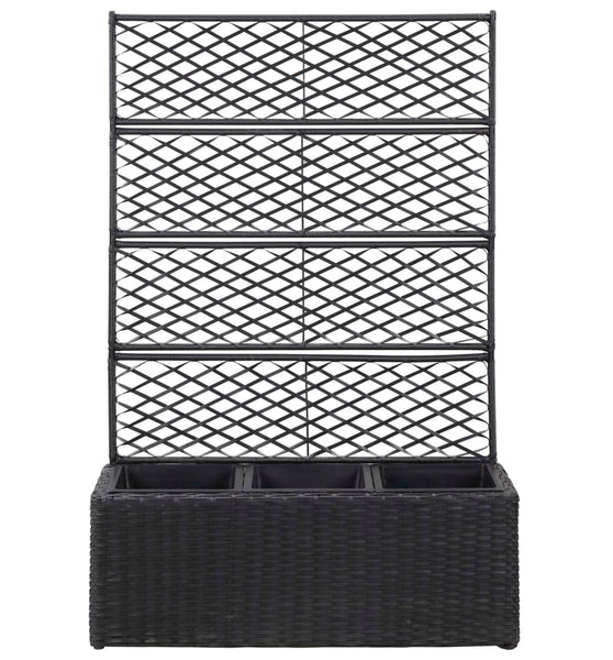 Hochbeet mit Rankgitter 3 Töpfe 83×30×130cm Poly Rattan Schwarz