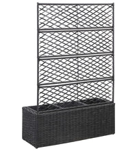 Hochbeet mit Rankgitter 3 Töpfe 83×30×130cm Poly Rattan Schwarz