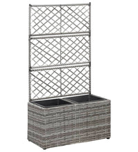 Hochbeet mit Rankgitter 2 Töpfe 58×30×107cm Poly Rattan Grau