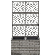 Hochbeet mit Rankgitter 2 Töpfe 58×30×107cm Poly Rattan Grau