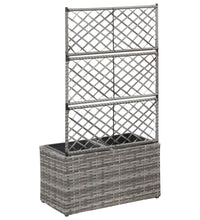 Hochbeet mit Rankgitter 2 Töpfe 58×30×107cm Poly Rattan Grau