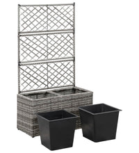 Hochbeet mit Rankgitter 2 Töpfe 58×30×107cm Poly Rattan Grau