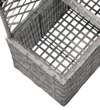 Hochbeet mit Rankgitter 2 Töpfe 58×30×107cm Poly Rattan Grau