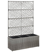 Hochbeet mit Rankgitter 3 Töpfe 83×30×130cm Poly Rattan Grau