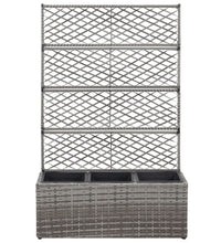 Hochbeet mit Rankgitter 3 Töpfe 83×30×130cm Poly Rattan Grau