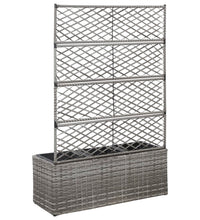 Hochbeet mit Rankgitter 3 Töpfe 83×30×130cm Poly Rattan Grau
