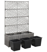 Hochbeet mit Rankgitter 3 Töpfe 83×30×130cm Poly Rattan Grau