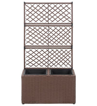 Hochbeet mit Rankgitter 2 Töpfe 58×30×107cm Poly Rattan Braun