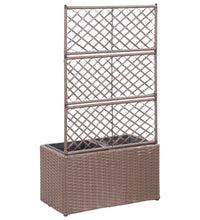 Hochbeet mit Rankgitter 2 Töpfe 58×30×107cm Poly Rattan Braun